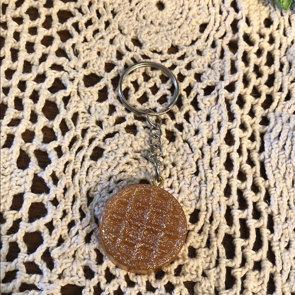 Brown Glitter Waffle Keychain - Fashion Key & Card Holder Accessory